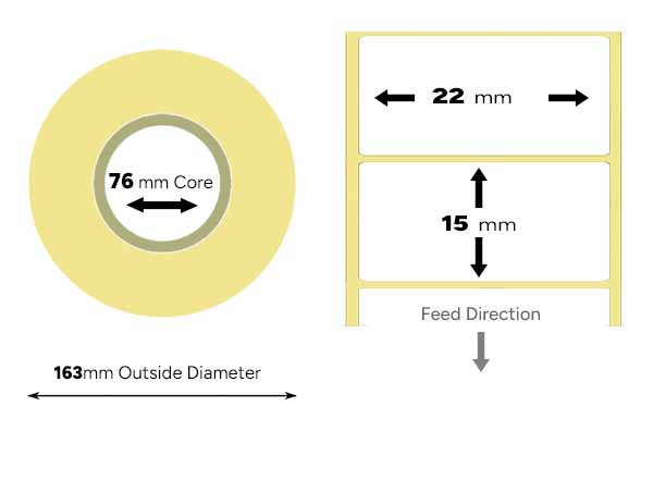 22mm x 15mm direct thermal labels large