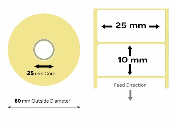 25mm x 10mm direct thermal labels small