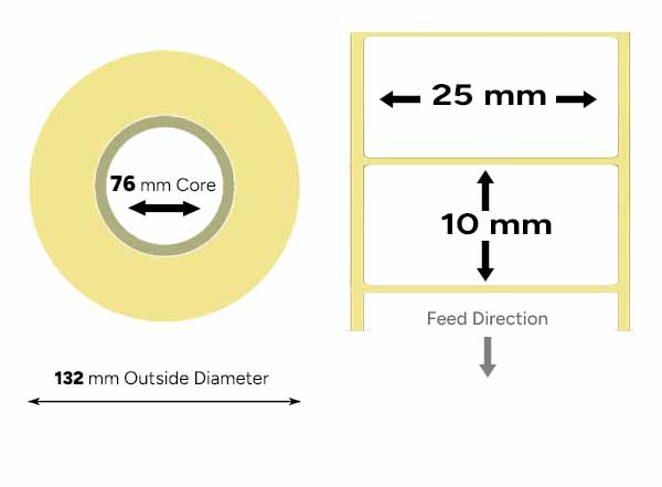 25mm x 10mm direct thermal labels large roll