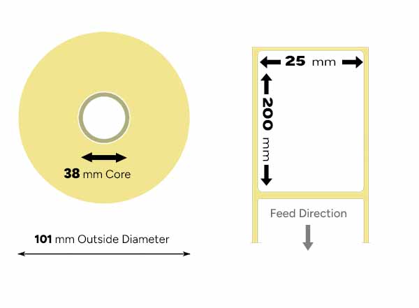25mm x 200mm thermal labels small