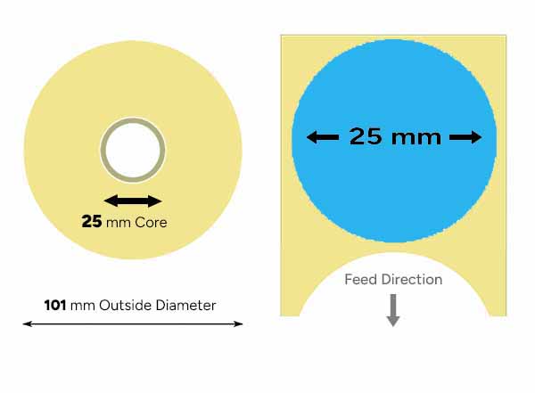 Blue 25mm circle labels small
