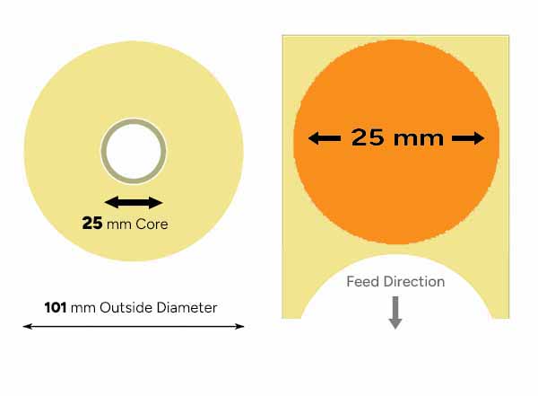 Orange labels 25mm circle small