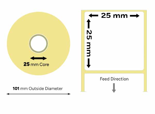 25mm square thermal labels small