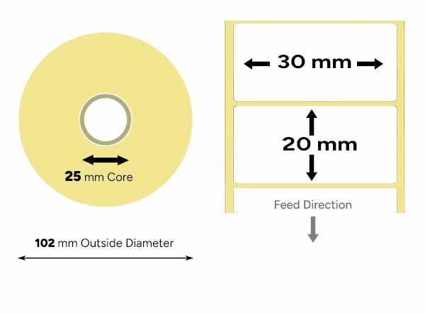 30mm x 20mm thermal labels small