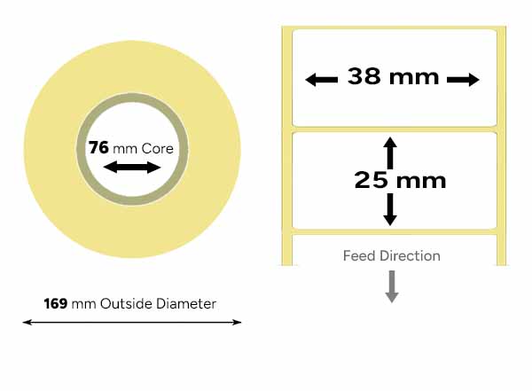5000 per roll thermal labels 38mm x 25mm
