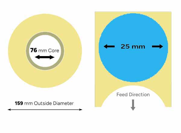 Blue 25mm circle labels large