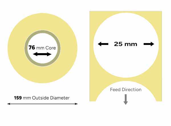 25mm circle labels white