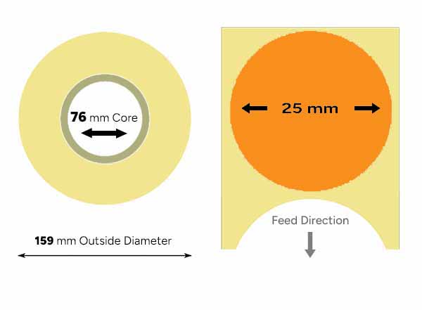 Orange labels 25mm circle large