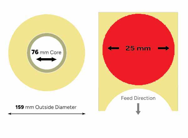 Red labels 25mm circle large
