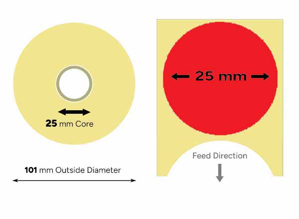 Red labels 25mm circle small