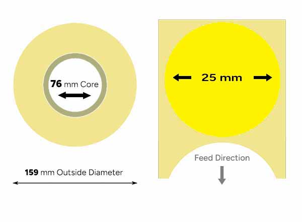 Yellow labels 25mm circle large