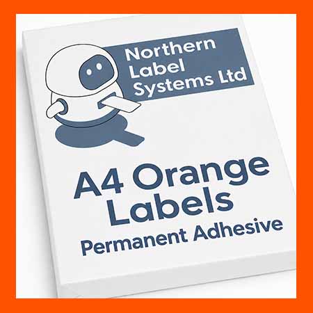 A4 Permanent Adhesive Orange Paper Labels