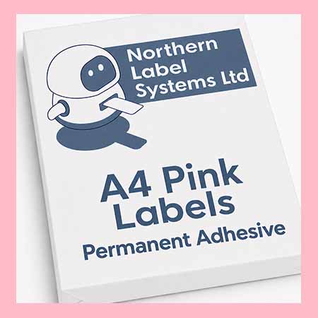A4 Permanent Adhesive Pink Paper Labels