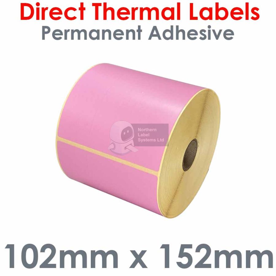 Pink 102mm x 152mm Direct Thermal Labels