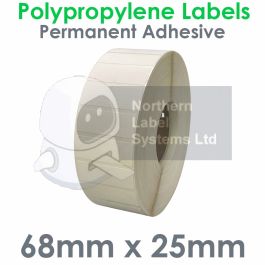 68mm x 25mm Matt PE90 Polypropylene Labels - Large Roll