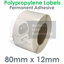 80mm x 12mm Gloss Polypropylene Labels | Northern Label Systems