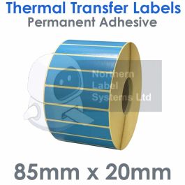 85mm x 20mm Blue Thermal Transfer Labels - Large Roll