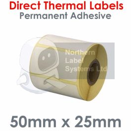 Direct Thermal Labels - 50mm x 25mm 500 Per Roll - Mobile