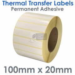 100mm x 20mm paper labels on a large roll