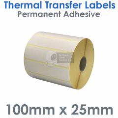 100mm x 25mm thermal transfer labels