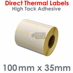 100mm x 35mm high tack adhesive direct thermal labels