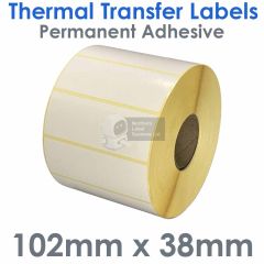 102mm x 38mm thermal transfer labels on 44mm core