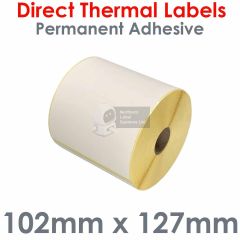102mm x 127mm direct thermal labels on 25mm cores