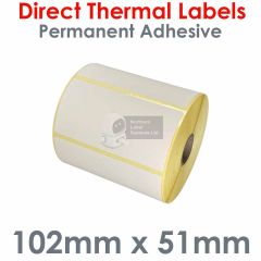 102mm x 51mm direct thermal labels