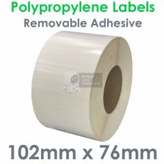 Removable 102mm x 76mm gloss polypropylene labels