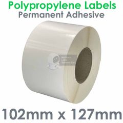 Rolls of white gloss polypropylene labels 102mm x 152mm