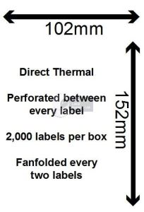 Fan Folded 102mm x 152mm Direct Thermal Labels