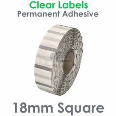 18mm square clear labels on small roll