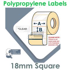 18mm Square Clear Polypropylene Labels
