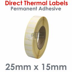Top coated 25mm x 15mm direct thermal labels