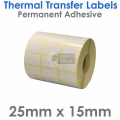 25mm x 15mm thermal transfer labels
