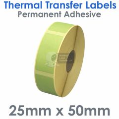 25mm x 50mm Green Thermal Transfer Labels