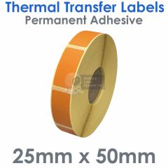 25mm x 50mm Orange Thermal Transfer Labels