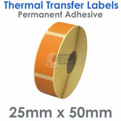 25mm x 50mm Orange Thermal Transfer Labels