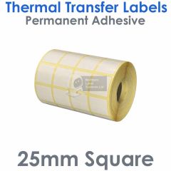 Labels 4 across 25mm x 25mm square