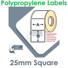 25mm Square Matt White Polypropylene Labels