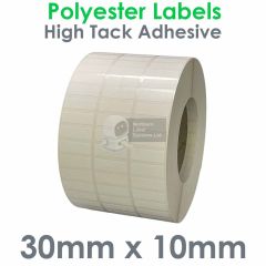 Polyester labels 30mm x 10mm with high tack adhesive