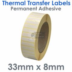 33mm x 8mm labels on a large roll