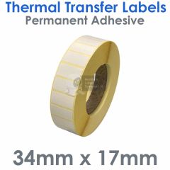 Labels thermal transfer 34mm x 17mm on 76mm cores