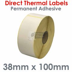 38mm x 100mm direct thermal labels top coated
