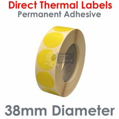 Yellow labels direct thermal 38mm diameter