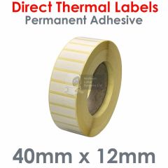 40mm x 12mm direct thermal labels on 76mm core