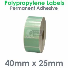 40mm x 25mm green polypropylene labels