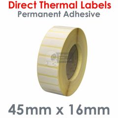 45mm x 16mm direct thermal labels on 76mm core