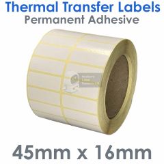 45mm x 16mm 2 across Thermal Transfer Labels on a large roll