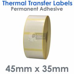 45mm x 35mm labels thermal transfer on 25mm core